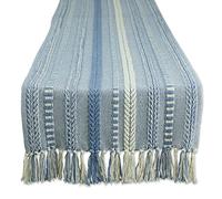 DII Colección de Caminos de Mesa, algodón, Azul Lavado a la Piedra, 15 x 108 (15 x 113, Flecos incluidos)