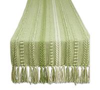 DII Colección de Caminos de Mesa, algodón, Verde Antiguo, 15 x 72 Pulgadas (15 x 77 Pulgadas, Flecos incluidos)