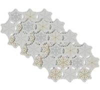DII Colección de decoración de Mesa Bordada Cocina de Navidad, Poliéster, Plata y Oro, Snowflakes Placemat Set, 13x19, 4