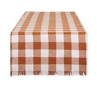 DII Colección de Mesa a Cuadros Pesados con Flecos, Camino de Mesa, 14 x 72, Canela