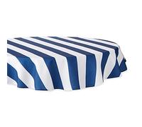 DII Colección de Mesa Cabana Stripe Outdoor Resistente a Las Manchas y a Las Arrugas y al Agua, Poliéster, Azul náutico, 60" (Round)