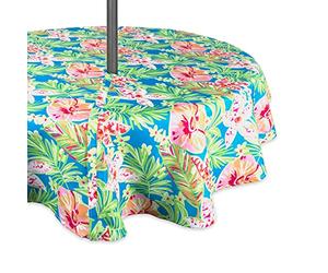 DII Colección de Mesa Floral de Verano para Exteriores Resistente a Las Manchas y al Agua, Poliéster, 60 in Round w/Zipper