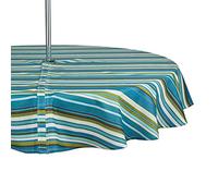 DII Colección de Mesa para Interiores y Exteriores, Multiusos, Lavable a máquina, a Rayas, Mantel Redondo de 60 Pulgadas con Cremallera, Estampado Playero