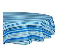 DII Colección de Mesa para Interiores y Exteriores, Multiusos, Lavable a máquina, de Rayas, Mantel Redondo de 152,4 cm, Azul océano