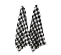 DII Colección de Tejido gofre Lavado, Juego de Toallas de Cocina, 18 x 28 Pulgadas, Cuadros Negros, 2 Piezas