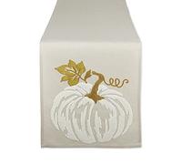 DII Decoración de Mesa de otoño Bordada para Comedor de Acción de Gracias, Camino de Mesa, 14 x 70 Pulgadas, Calabaza Blanca