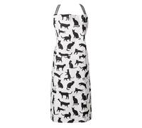 DII Delantal de chef, bolsillos grandes y ajustable, algodón, estampado de gato negro, 35 x 28 pulgadas