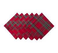 DII Farmhouse Christmas Plaid Mesa de Comedor y decoración de Cocina, Juego de servilletas navideñas, 18 x 18, Rojo y Verde, 6 Unidades