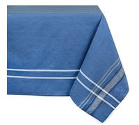 DII French Stripe Tabletop Collection Mantel de lino para mesa de comedor de estilo rústico con diseño de rayas francesas, 152 x 213 cm, azul Chambray