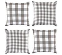 DII Funda de Almohada, Tela, Gris/Blanco, Cuadrado_18 Pulgadas