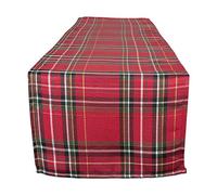 DII Holiday Dining Table & Kitchen Décor Tela metálica, Poliéster, Tartán Rojo a Cuadros, 108" x 14" (Runner)