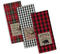 DII Holiday Kitchen Towels Juego de Toallas de Cocina Bordadas, Algodón, Cabaña de Navidad, 18x28, 3