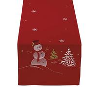 DII - Juego de 4 manteles Individuales Bordados de 100% poliéster, Día de Acción de Gracias, día Festivo, 33 x 48 cm, diseño de Gobble, muñeco de Nieve, Table Runner