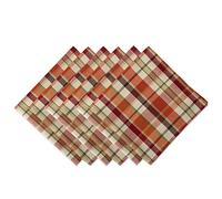 DII Juego de servilletas de algodón a cuadros lavables a máquina, 20 x 20 pulgadas, especias de calabaza, 6 unidades