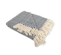 DII Manta, Espiga, de algodón 100%, para Uso en Interiores y Exteriores, para Camping, Barbacoa, Playa, día a día, 127 x 152 cm, Color Azul Marino, Nautical Blue, Mini Chevron