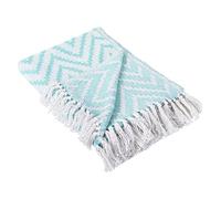 DII Manta, Espiga, de algodón 100%, para Uso en Interiores y Exteriores, para Camping, Barbacoa, Playa, día a día, 127 x 152 cm, Color Azul Marino, Agua, Large Chevron