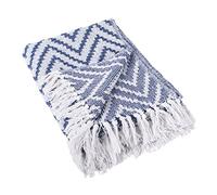 DII Manta, Espiga, de algodón 100%, para Uso en Interiores y Exteriores, para Camping, Barbacoa, Playa, día a día, 127 x 152 cm, Color Azul Marino, Nautical Blue, Large Chevron