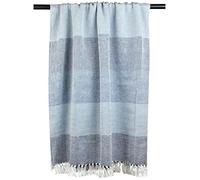 DII Manta, Espiga, de algodón 100%, para Uso en Interiores y Exteriores, para Camping, Barbacoa, Playa, día a día, 127 x 152 cm, Color Azul Marino, Azul, Chevron Stripe