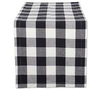 DII Mantel 100% algodón, Lavable a máquina, Cena y Vacaciones, servilletera/Camino de Mesa, Black & White Buffalo Check, Table Runner 14x108