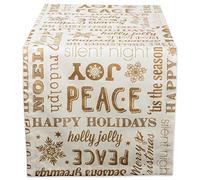 DII Mantel 100% algodón, Lavable a máquina, impresión metálica de Vacaciones - 52 x 52 Pulgadas Asientos 4 Personas, Christmas Collage Gold, Table Runner 14x72
