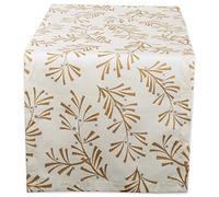 DII Mantel 100% algodón, Lavable a máquina, impresión metálica de Vacaciones - 52 x 52 Pulgadas Asientos 4 Personas, Metallic Holly Leaves, Table Runner 14x72