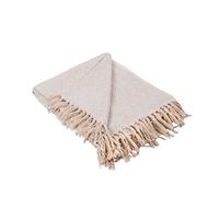 DII Mesa de Rayas con Flecos, algodón, Blanco, 50 x 60 Pulgadas