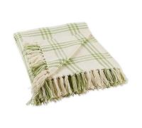 DII Modern Farmhouse Plaid Collection Manta de algodón con Flecos de 50 x 60 Pulgadas, Blanco/Verde Antiguo