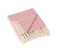 DII Organic Modern Manta Tejida con Punto de Diamante, Algodón, Rosa (b), 50x60