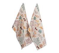 DII Plato de algodón para Acción de Gracias, Toallas Bordadas Decorativas de Gran tamaño, hogar y la Cocina, Estampado de Hojas de otoño, Juego de 2