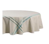 DII - Tops de Mesa de Rayas francesas, 100% algodón., Verde Azulado, 70 Inches Round