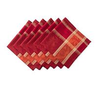 DII Traditional Harvest Wheat Jacquard Collection Acción de Gracias Otoño Decoración de mesa Damasco Algodón Juego de servilletas cuadradas, 20 x 20 pulgadas, vid de calabaza naranja quemada, 6 piezas