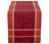 DII Traditional Harvest Wheat Jacquard Collection - Camino de Mesa Rectangular de algodón de Damasco, 14 x 72 Pulgadas, Calabaza Naranja quemada, Vid