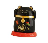 dijiusidy Caja de Palillos de Dientes Porcelana con Forma Gato la Suerte para Sala Estar, Hotel y apartamento, Negro, 6.6 x 7.7 cm
