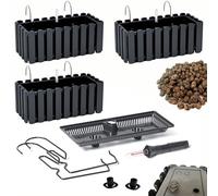 DIKEL 3X Caja barandilla - Macetero balcón - Macetero plástico - Macetero balcón - Macetero Decorativo - DDEF400W + Arcilla expandida 3l - 180x380x165mm - Antracita