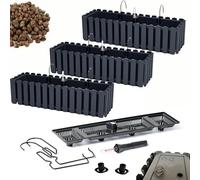 DIKEL 3X Caja de barandilla - Macetero de balcón - Macetero de plástico - Macetero de balcón - Macetero Decorativo - DDEF600W + Arcilla expandida 3l - 180x580x165mm - Antracita