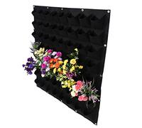 Dilwe Bolsa de Cultivo de Jardín Vertical con 64 Bolsillos, Material de Fieltro para Flores, Verduras y Plantas de Follaje, Macetero Colgante de Pared, Color Verde (Black)