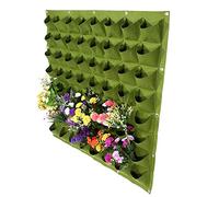 Dilwe Bolsa de Cultivo de Jardín Vertical con 64 Bolsillos, Material de Fieltro para Flores, Verduras y Plantas de Follaje, Macetero Colgante de Pared, Color Verde (Green)