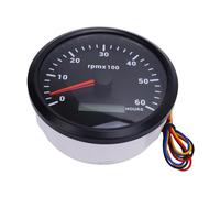 Dilwe Tacómetro para Barcos de 110 Mm, Calibre de 6000 RPM con Retroiluminación de 7 Colores y Contador de Horas para Camiones, Tractores, Vehículos Recreativos y Aplicaciones Marinas (Esfera negra