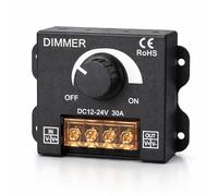 Dimmer LED DC 5V 12V 24V 30A PWM - Regulador de Intensidad con Perilla y Encendido/Apagado, Controlador para Tiras de Luz LED, Atenuador de Brillo Continuo para Iluminación Monocroma
