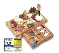 Dimono® Tabla de Quesos con Cajón y 3 Cuchillos de Bambú