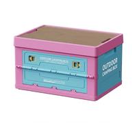 DimyFew Caja Plegable Almacenamiento Resistente Caja Plegable con Tapa Gran Capacidad Baúl Organizador para Camping, Azul Y Rosa, Caja De Camping Plegable Grande Con Cinco Aperturas