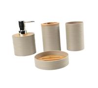 DimyFew Juego de 4 Accesorios de baño, Juego Completo de Accesorios de baño, dispensador de jabón para decoración de baño, jabonera para encimera de baño, Beige
