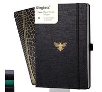Dingbats* Pro B5 Grande Cuaderno Punteado - Libreta Con Cubierta Textil Negra, Encuadernada Con Hilo Para Trabajar, Viajar - Cierre Elástico, Marcador