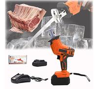 DINGFAN Sierra Eléctrica para Huesos,20V Sierra Carnicero para Cortar Huesos Jamon Congelar Carne,Multifunción Sierra con Batería y Cuchilla,Cargador Rápido,Luz LED,Multi-colored,1 battery+2 sawtooth