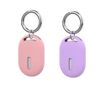 Dingfeiyu Llavero para Xiaomi Smart Tag, Funda Localizador Android, Protector Llavero Holder para Equipaje/Bolsos/Carteras/Mascotas (Morado + Rosa)