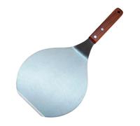 DINHEAROM Pala 33,8 X 16,5 Cm con y de para Pastel Pizza Acero Inoxidable Mango de Madera, Espátula Redonda Fácil de Limpiar y Almacenar para Servir en Cocina