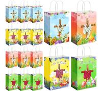 Dinifee 48 bolsas de regalo de Pascua He Is Risen, bolsas de regalo de Pascua, bolsas de regalos religiosos de Pascua, bolsas de golosinas de Pascua con asas para niños, caza de huevos, suministros de