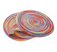 Dining Table Set of 4 Rainbow Round Placemats 30cm Woven High Temperature Resistant Non-Slip Washable Kitchen Table Runner Heat Insulation Placemats