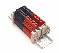 dinkle Asamblea dk4 N rojo/negro 10 Gang riel DIN bloques de terminales, 10 - 22 AWG, 30 Amp, 600 V