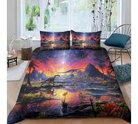 Dinosaur World Juego De Funda Nórdica Juegos De Cama 3D Jurassic Funda Nórdica Funda De Edredón De Microfibra con Cremallera Juego De 3 Piezas King（220x240cm）